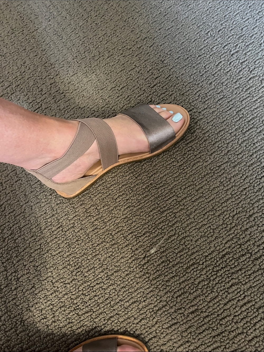 Sorel Metallic Taupe and Nude Elastic-Strap Sandals